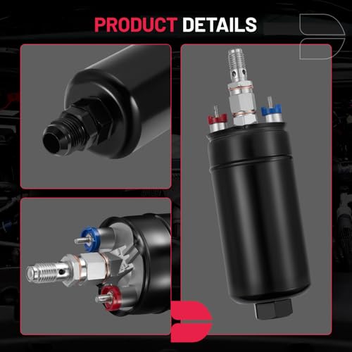 BDFHYK External Inline Fuel Pump Electric 300LPH High Flow 12V Aluminum Fuel Pump, 6AN / 10AN Universal for Gas/Diesel / E85