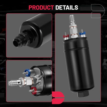 BDFHYK External Inline Fuel Pump Electric 300LPH High Flow 12V Aluminum Fuel Pump, 6AN / 10AN Universal for Gas/Diesel / E85