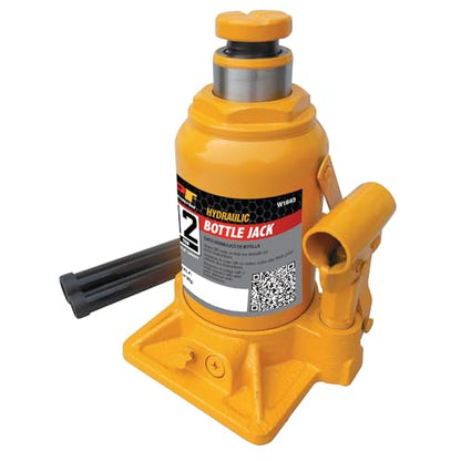 Performance Tool W1643 Heavy Duty Shorty Bottle Jack for Vehicle Maintenance, 12 Ton Capacity (24,000 lbs) - size: 12-Ton - Shorty