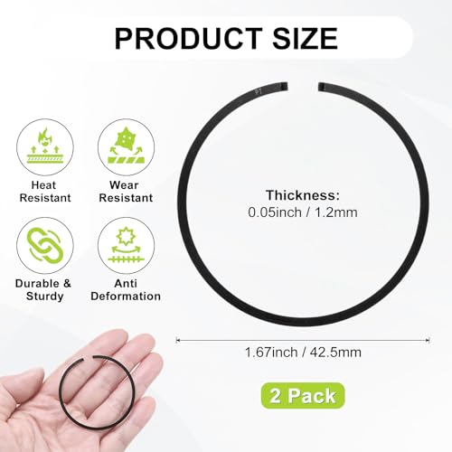 M METERXITY 2-Pack Engine Piston Rings Kit, 42.5mm x 1.2mm Thick Ductile Iron Piston Ring Set Standard Replacement for Small Engines/Motors/Machinery [Black] - size: 42.5mm x 1.2mm