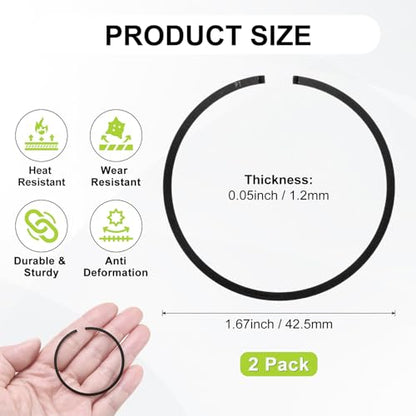 M METERXITY 2-Pack Engine Piston Rings Kit, 42.5mm x 1.2mm Thick Ductile Iron Piston Ring Set Standard Replacement for Small Engines/Motors/Machinery [Black] - size: 42.5mm x 1.2mm