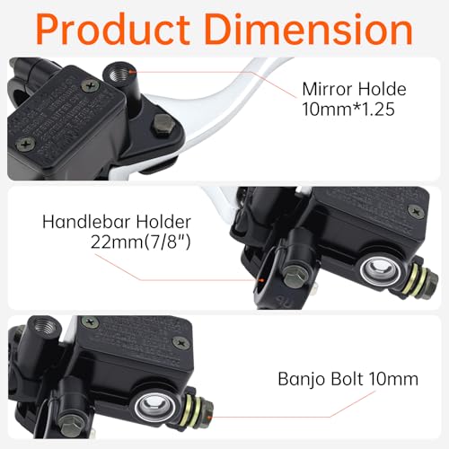 Windance 22mm 7/8inch M10 Motorcycle Handlebar Brake Lever Pump with 10mm Mirror Hole Front Right Hand Brake Master Cylinder Clutch Compatible with Yamaha Suzuki Honda Kawasaki (Right Hand) - style: Right Hand
