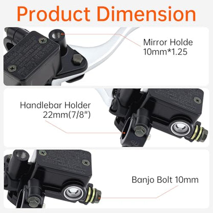 Windance 22mm 7/8inch M10 Motorcycle Handlebar Brake Lever Pump with 10mm Mirror Hole Front Right Hand Brake Master Cylinder Clutch Compatible with Yamaha Suzuki Honda Kawasaki (Right Hand) - style: Right Hand