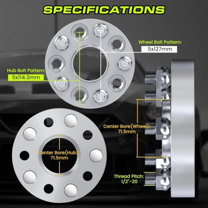 Customadeonly CMO 1.25" 5x114.3 to 5x127 Wheel Adapters for Ford 4pcs