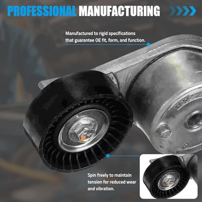 90K-38185 Drive Belt Tensioner Compatible with Town 2001-2017, Replace 90K38185, Tensioner with Pulley for Dodge Caravan Grand Caravan 3.3L 3.8L - size: 90K-38185