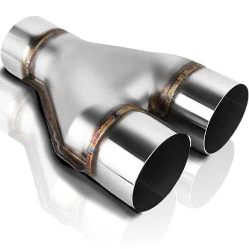 Mupera 3 Inch Exhaust Y Pipe, Stainless Steel 3" Single to 3" Dual Exhaust - size: 3" Inlet 3" Outlet 10" LengthY Silver