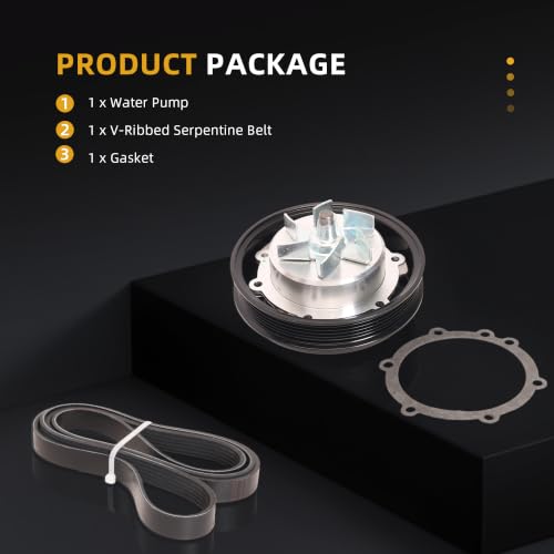 Engine Water Pump with Gasket + V-Ribbed Serpentine Belt