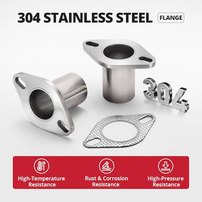EVIL ENERGY 2 Bolt Exhaust Flange Repair Piping Kit, 304 Stainless Steel Exhaust Flange and Gasket Set with Bolts and Nuts, Universal Flange Replacement Kit for Quick Fix Repair (1.75") - size: 1.75"