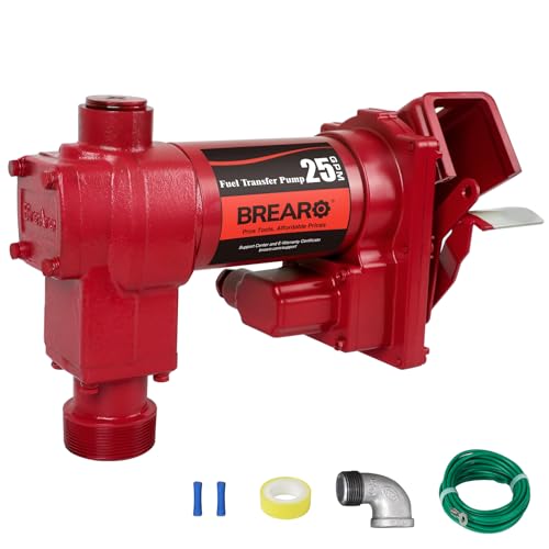 12V Fuel Transfer Pump 25 GPM High Flow, Heavy Duty Cast Iron Pump for Gasoline, Diesel, Kerosene, Ethanol, Methanol, Biodiesel & More - color: Red 25