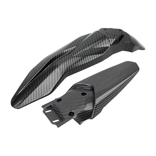Motorcycle Front Rear Fender Set Mudguard Fender Protector Compatible with Talaria Sting MX3 MX4 Electric Dirt Bike Imitation Carbon Fiber - color: License Plate Fender Kit, size: Carbon Fiber