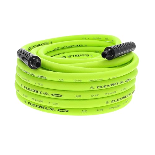 Flexzilla Air Compressor Hose, 3/8 in. x 50 ft., 1/4 in. MNPT Fittings, No-Kink, All Weather, Lightweight, Premium Hybrid Polymer, 300 PSI, ZillaGreen - size: 50ft, style: 3/8"