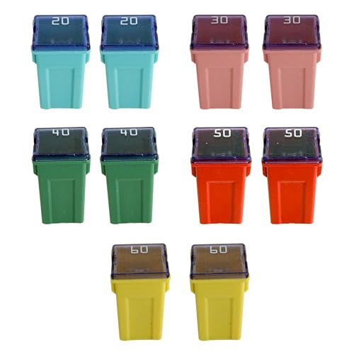 10PCS Car Fuses Assortment Kit, Fuses Automotive Kit, Automotive Tall Profile Box Shaped Micro Cartridge Fuse, Car Accessories 20A/30A/40A/50A/60A Mini Fuse Set Fit for Pickup Truck SUV (Tall) - color: Box Shaped-Tall