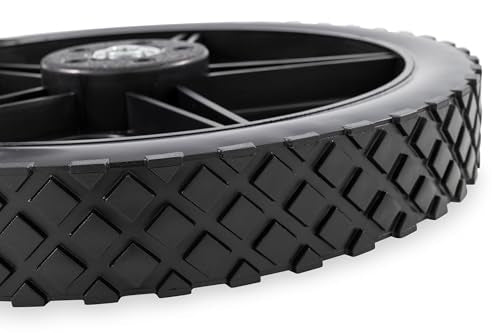 Camco Rhino Replacement Rear Wheels for RV Tote Tank, 12 Inch No-Flat Wheels with Bearings, Fits 1/2 Inch Shaft, 220 Lb Rating, Black, Set of 2
