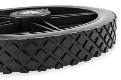 Camco Rhino Replacement Rear Wheels for RV Tote Tank, 12 Inch No-Flat Wheels with Bearings, Fits 1/2 Inch Shaft, 220 Lb Rating, Black, Set of 2