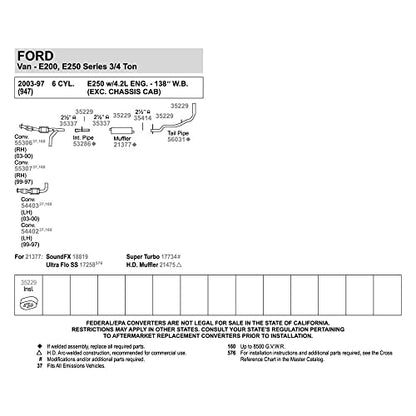Walker SoundFX 18819 Direct Fit Exhaust Muffler 2.5" Inlet (ID) 2.5" Outlet (ID) for Ford E-250