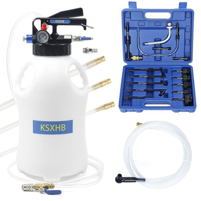 10L（2.64gal） Pneumatic Transmission Fluid Extractor and Dispenser-Transmission Fluid Pump with 15 Metal ATF Filler Adapters for Automotive Use,Transmission Fluid Transfer Pump