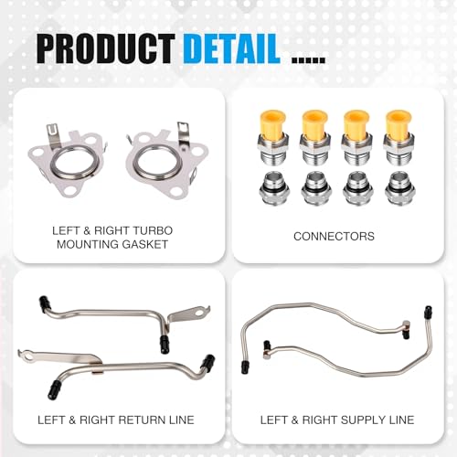 Outus 926-186 926-187 Turbo Coolant Line Kit Driver Side and Passenger Side Both Compatible with 2011-2016 F150, 2015-2021 Transit 150/250/350/350, 2015-2017 Expedition, 2015-2017 Lincoln Navigator