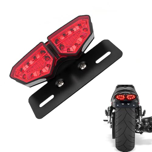 Red Motorcycle Tail Light with License Plate Bracket - color: Red