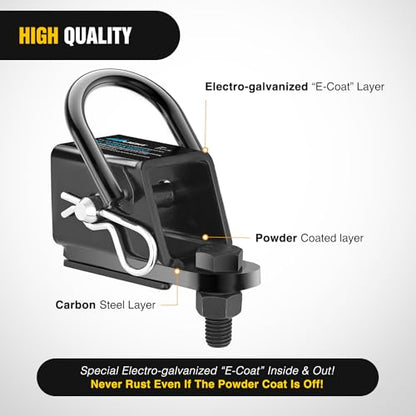 Nilight 2" Rear Trailer Hitch Receiver Kit | for ATV UTV Rear Bumper Tow Hook Black Hitch Cover Kit - color: 2" Hitch Receiver Adapter