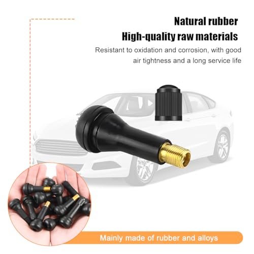 Mandark 150PCS Car TR413 Tire Valve Stems, Rubber Snap-in Automotive Valve Stems, Vehicle 0.453 Inch Tubeless Rim Holes Valve Stem Replacement Accessories, Universal for RV, SUV, Truck - size: 150PCS