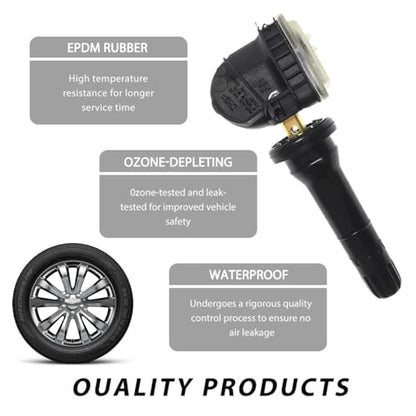 4 PCS TPMS 20008 Tire Valve Stem, Rubber Snap-in Tire Valve Stem Replacement Set, Tubeless Tire Pressure Sensor Valve stem for Charger Enclave Escalade Avalanche Sierra - color: 4PCS