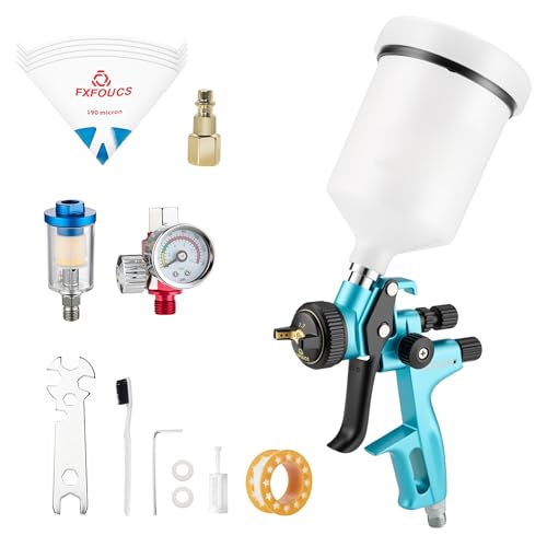 HVLP Air Spray Gun Kit 1.7mm, Professional Automotive Paint Sprayer - color: Cyan, size: 1.7mm