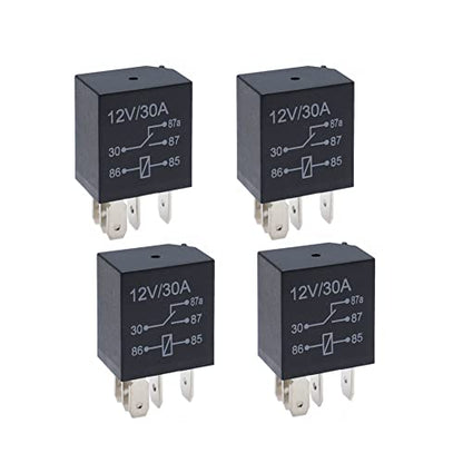 5 Pin 12V 30A Multi-Purpose Automotive Starter Relay - Heavy Duty Standard Relay for Car Motor (4 Packs)