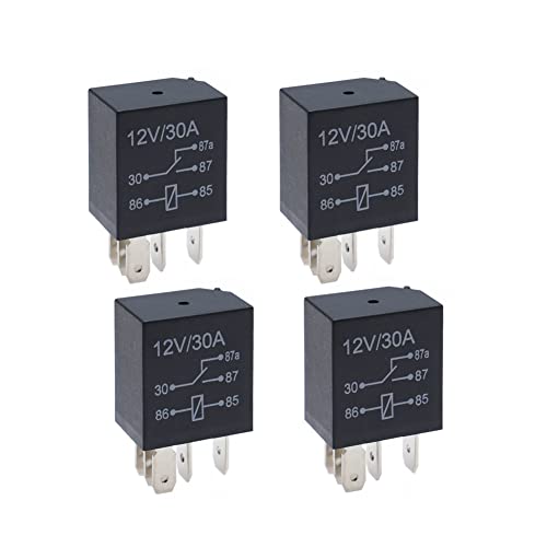 5 Pin 12V 30A Multi-Purpose Automotive Starter Relay - Heavy Duty Standard Relay for Car Motor (4 Packs)