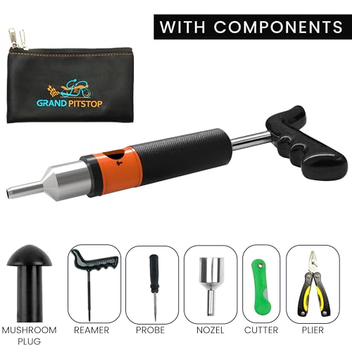 GRAND PITSTOP 21 Pcs Tubeless Tire Plugger Repair Kit with Multi-funcional Plier for Punctures and Flats on Cars, Motorcycles, ATV, RV, SUV, Trailer, Trucks & Tractors (15 Mushroom Plugs) - color: Mini Plug With Hole+15 Plugs