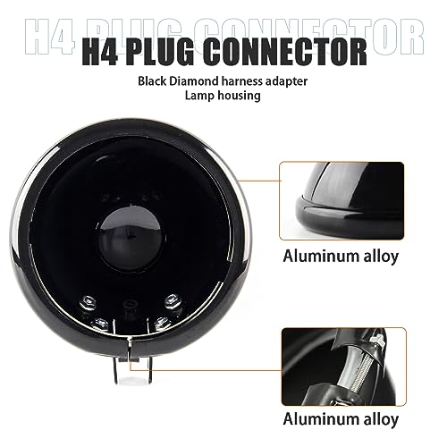 SKTYANTS 5.75 inch headlight housing backet with H4 Wiring Harness 5 3/4" 5.75 Inch headlight Bucket Housing Trim Ring for FXWG FXDWG FXST Motorcycle (Black) - color: Black