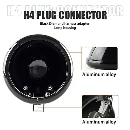 SKTYANTS 5.75 inch headlight housing backet with H4 Wiring Harness 5 3/4" 5.75 Inch headlight Bucket Housing Trim Ring for FXWG FXDWG FXST Motorcycle (Black) - color: Black