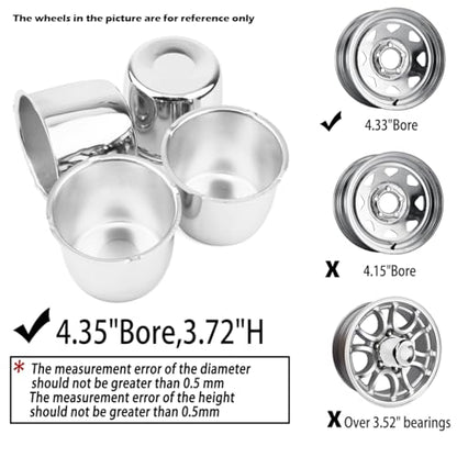 4Pcs 4.35" OD 3.72" H Push Through Trailer Wheel Center Cap for Rim - color: Chrome, size: 4.25" Hub 3.72" H