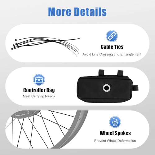 26" 48V 1500W E-Bike Conversion Kit Rear Wheel, 55Nm Electric Bicycle Fat Snow Tire Motor Kit Brushless Gearless Rear Wheel Hub Motor with LCD Display for 26x4.0 Inch Tire
