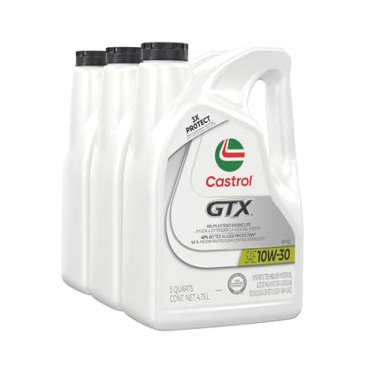 Castrol GTX 10W-30 Conventional Motor Oil, 5 Quarts, Pack of 3 - size: 5 Quarts, Pack of 3