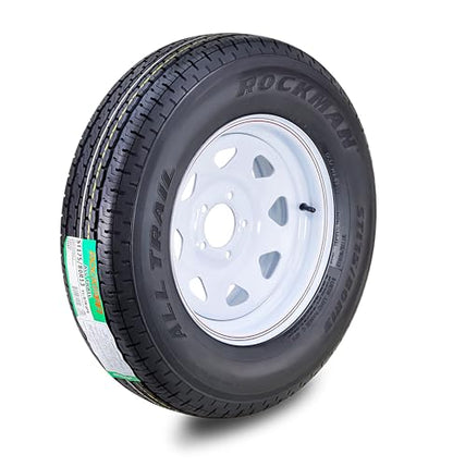 ROCKMAN Trailer Tire & Wheel ST175/80R13 6-Ply C 91M 5X4.5 White Spoke Rim - size: ST175/80R13 /5x4.5