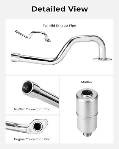Mini Bike Center Exit Exhaust Pipe Kit for FRP GMB100 Series, Runtong OHV 99cc 220cc Engine – Heavy Duty 1.8mm Steel Exhaust System with Muffler & Heat Wrap - size: Center Exit