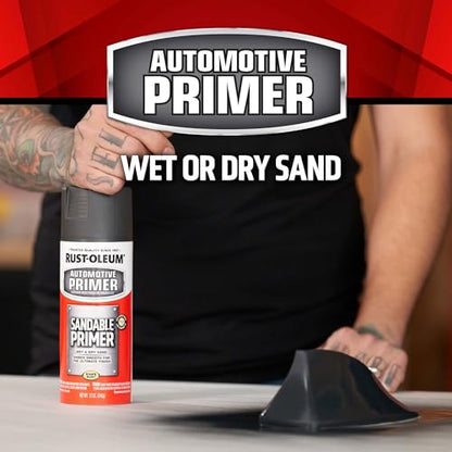 Rust-Oleum Automotive Sandable Primer Spray, Flat Black - color: Black, size: 12 Ounce (Pack of 6)