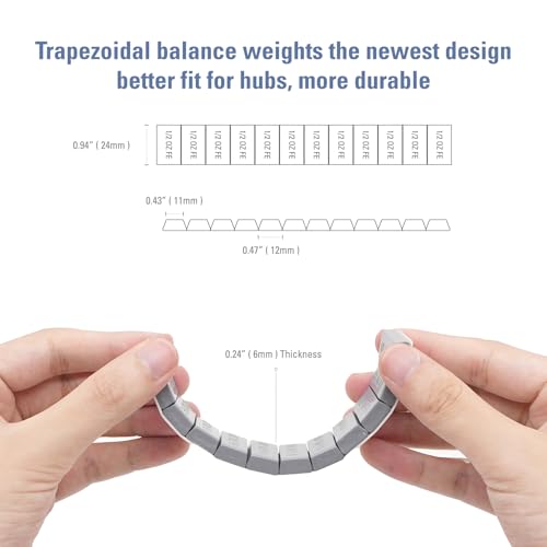 CKAuto 1/2oz, Trapezium Adhesive Stick-On Wheel Weights, Gray, 72 oz Box - color: gray, size: 1/2oz