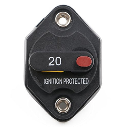 20 Amp Panel Mount Circuit Breaker 12V - 32V DC IP66 - color: Panel Mount, size: 20A
