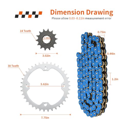 98L X-Ring Drive Chain + Sprocket For Yamaha Raptor 700 YFM700 R 2006-2024