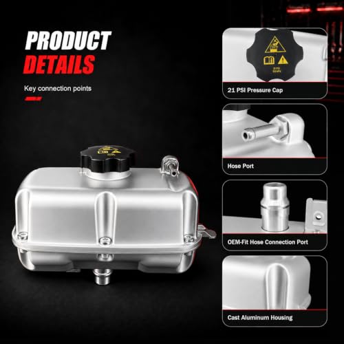 One-Piece Cast Aluminum Coolant Reservoir Expansion Tank for Jeep - size: 68364312AC
