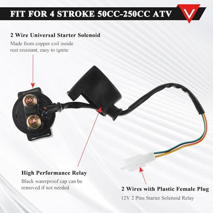 PRO BAT ATV Electric Wiring Harness 6-Pin AC CDI 4-Wire Rectifier - color: W Spark Plug & B Ignition Coil & B Regulator