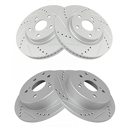 TRQ Performance Front and Rear Brake Rotor Set Coated Drilled Slotted - style: BRA15025