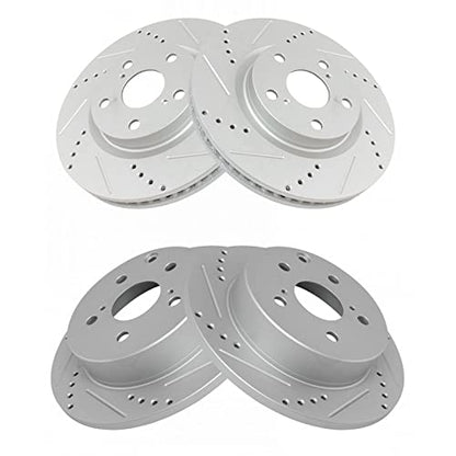 TRQ Performance Front and Rear Brake Rotor Set Coated Drilled Slotted - style: BRA15025