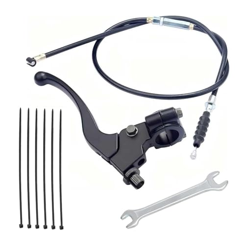 1 Set Motorcycle 7/8" Left Clutch Lever Handle Cable, Adjustable Lever & Smooth Cable, Waterproof Anti-Breakage Brake Grip, for 50CC-70CC 90CC 110CC 125CC 140CC 150CC Engines (Black)