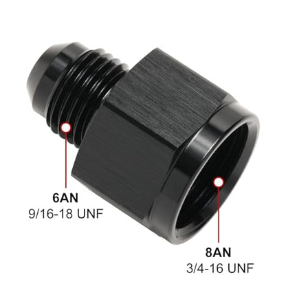 8AN Female to 6AN Male Flare Reducer Adapter Fitting Connector Aluminum Black - color: Black, size: 8AN Female to 6AN Male
