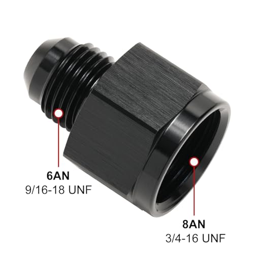 8AN Female to 6AN Male Flare Reducer Adapter Fitting Connector Aluminum Black - color: Black, size: 8AN Female to 6AN Male