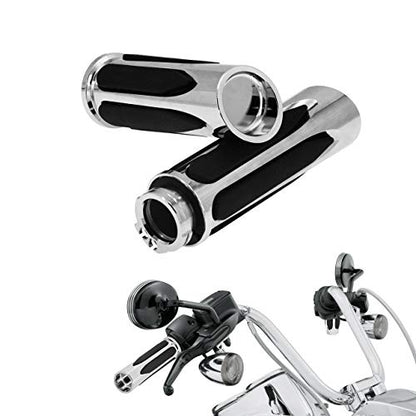 1 Inch Cable Throttle Handlebar Grips Motorcycle Hand Grips - color: #4 Chrome