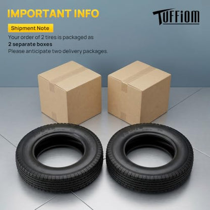 TUFFIOM 4.80-12 Trailer Tire, 2 Pack 4.8x12 Heavy-Duty Trailer Tire, 6PR, Load Range C, Design Fits Camper, Cargo, Horse, Boat and Utility Trailers