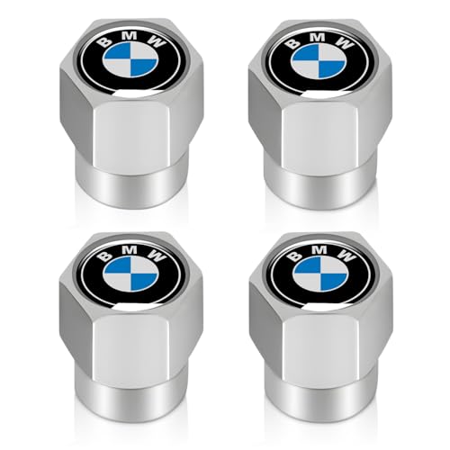 Tire Valve Stem Caps Cover for BMW X1 X3 M3 M5 X1 X5 X6 Z4 3 5 7 Series Metal Wheel Air caps Auto Valve Stem Caps Accessories 4 Pack Silver - color: Silver-03